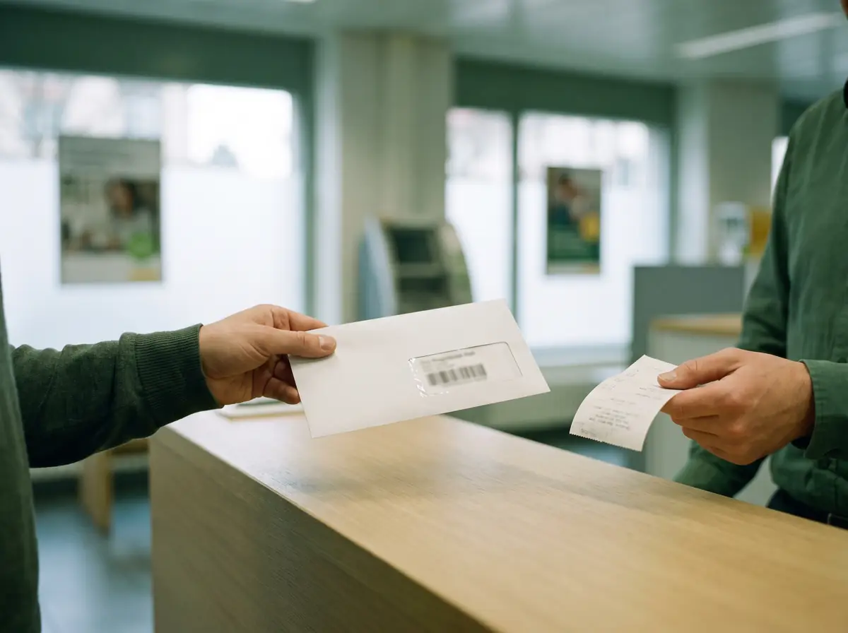 Lettre de résiliation d’assurance maladie remise en recommandé au guichet de la poste, avec son récépissé